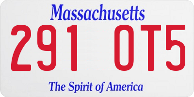 MA license plate 291OT5