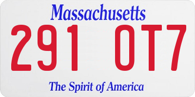 MA license plate 291OT7