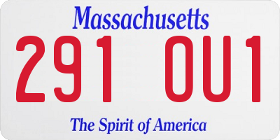 MA license plate 291OU1