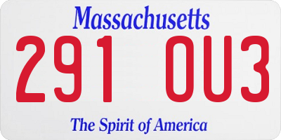 MA license plate 291OU3