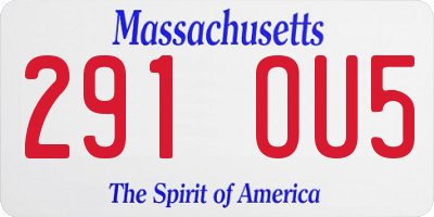 MA license plate 291OU5