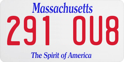 MA license plate 291OU8