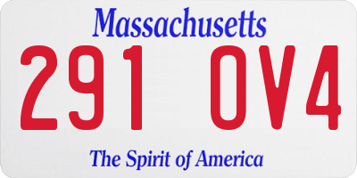 MA license plate 291OV4