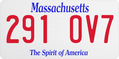 MA license plate 291OV7