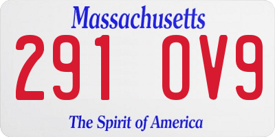 MA license plate 291OV9