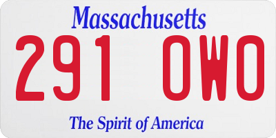 MA license plate 291OW0
