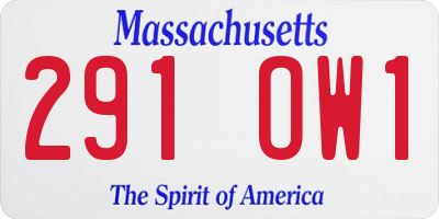 MA license plate 291OW1