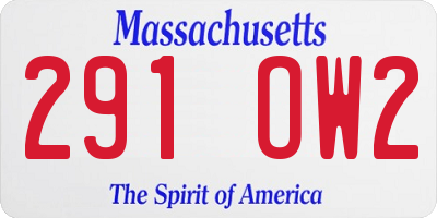 MA license plate 291OW2