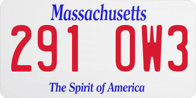 MA license plate 291OW3