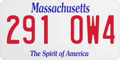 MA license plate 291OW4