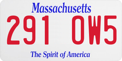 MA license plate 291OW5