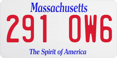 MA license plate 291OW6
