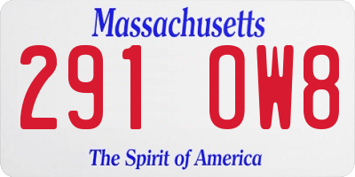 MA license plate 291OW8