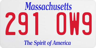 MA license plate 291OW9