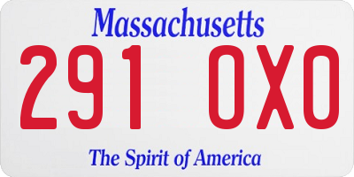 MA license plate 291OX0
