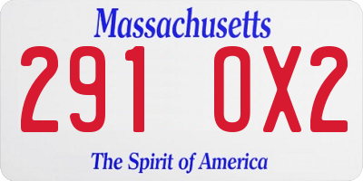 MA license plate 291OX2