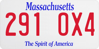 MA license plate 291OX4