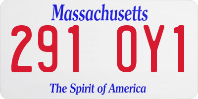 MA license plate 291OY1