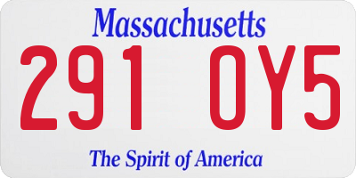 MA license plate 291OY5