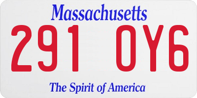 MA license plate 291OY6