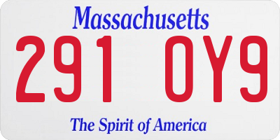 MA license plate 291OY9