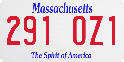 MA license plate 291OZ1