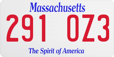 MA license plate 291OZ3