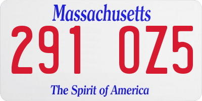 MA license plate 291OZ5