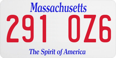 MA license plate 291OZ6
