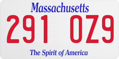 MA license plate 291OZ9