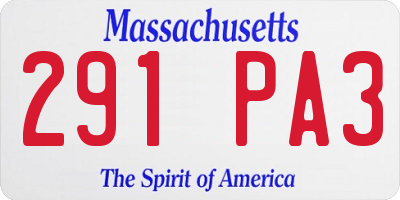 MA license plate 291PA3