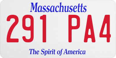 MA license plate 291PA4