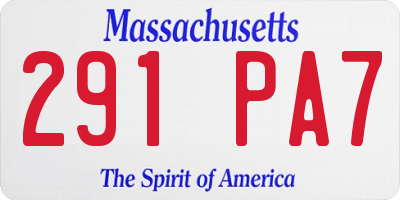 MA license plate 291PA7