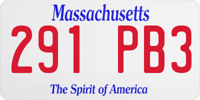 MA license plate 291PB3