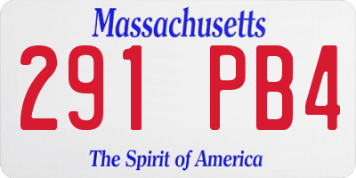 MA license plate 291PB4
