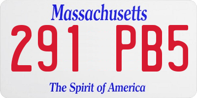 MA license plate 291PB5