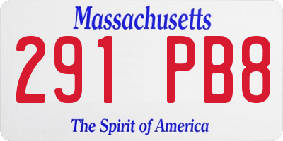 MA license plate 291PB8