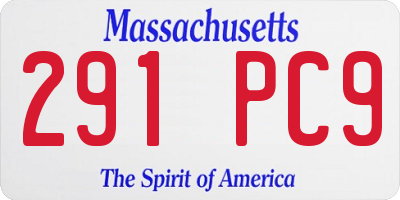 MA license plate 291PC9