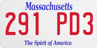 MA license plate 291PD3