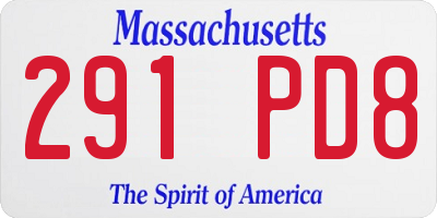 MA license plate 291PD8