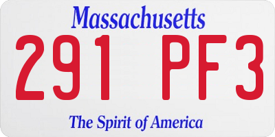 MA license plate 291PF3