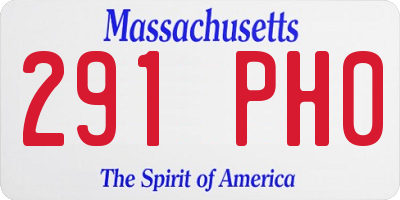MA license plate 291PH0