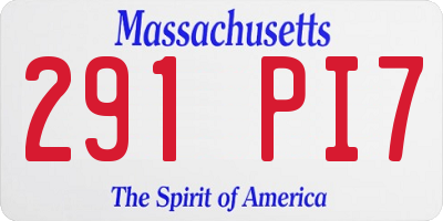 MA license plate 291PI7