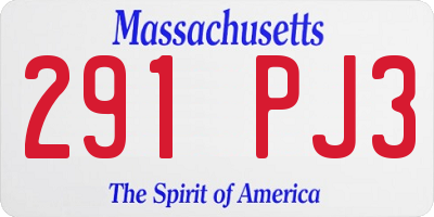 MA license plate 291PJ3