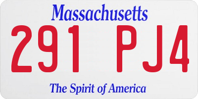 MA license plate 291PJ4