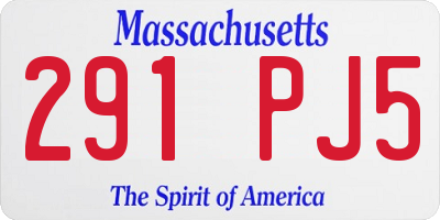 MA license plate 291PJ5
