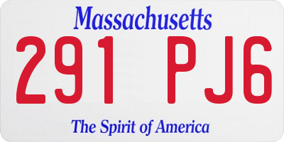 MA license plate 291PJ6