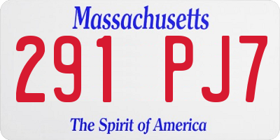 MA license plate 291PJ7