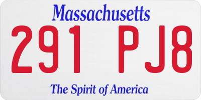 MA license plate 291PJ8