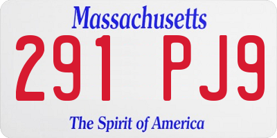 MA license plate 291PJ9